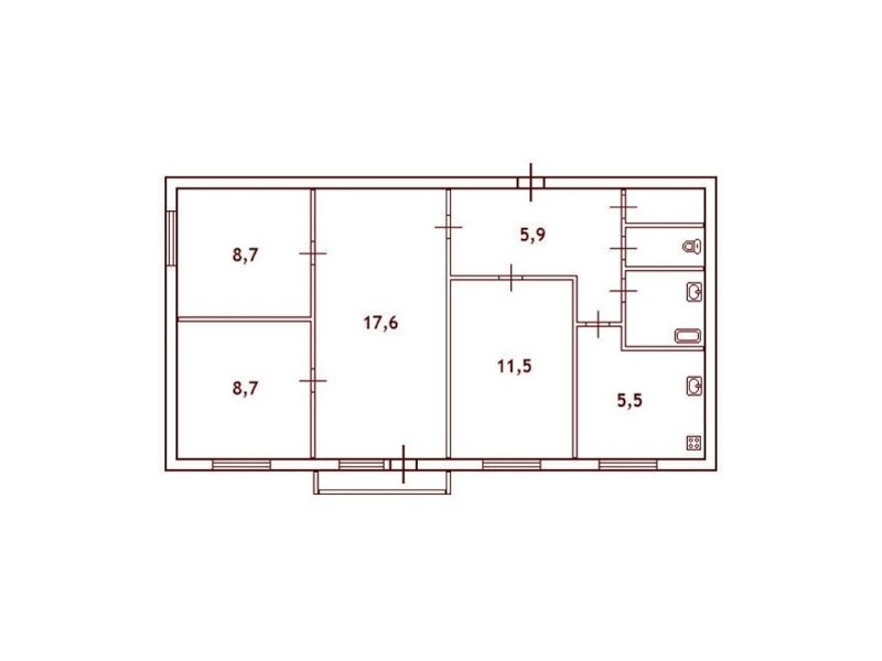 План четырехкомнатной квартиры в панельном доме 5 ти этажном